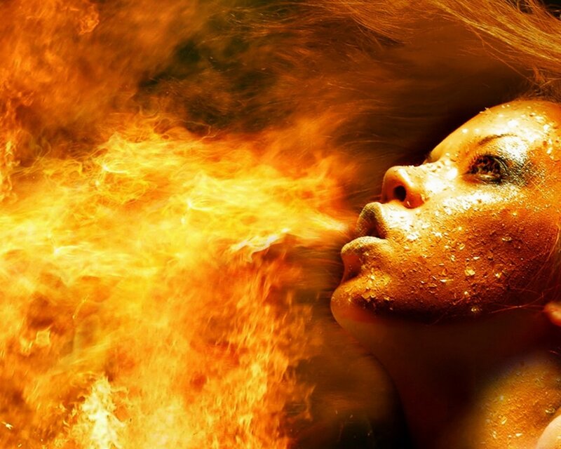 Woman with Fire — Orange