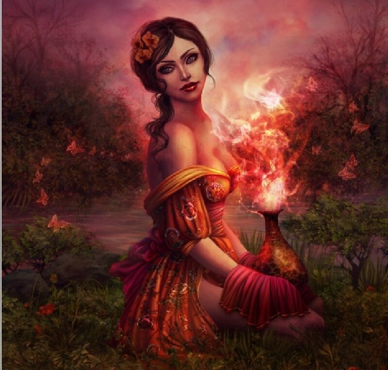 Woman with Fire Vase