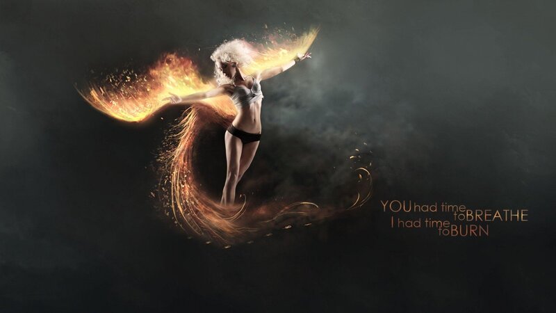 Woman with Fire Wings — Black