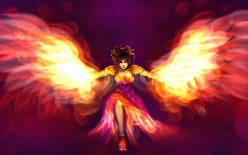 Woman with Fire Wings — Purple