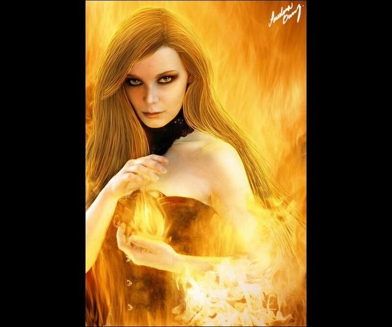 Woman with Fire — Yellow