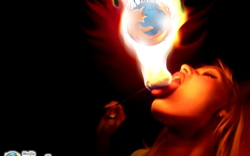woman with firefox logo flame