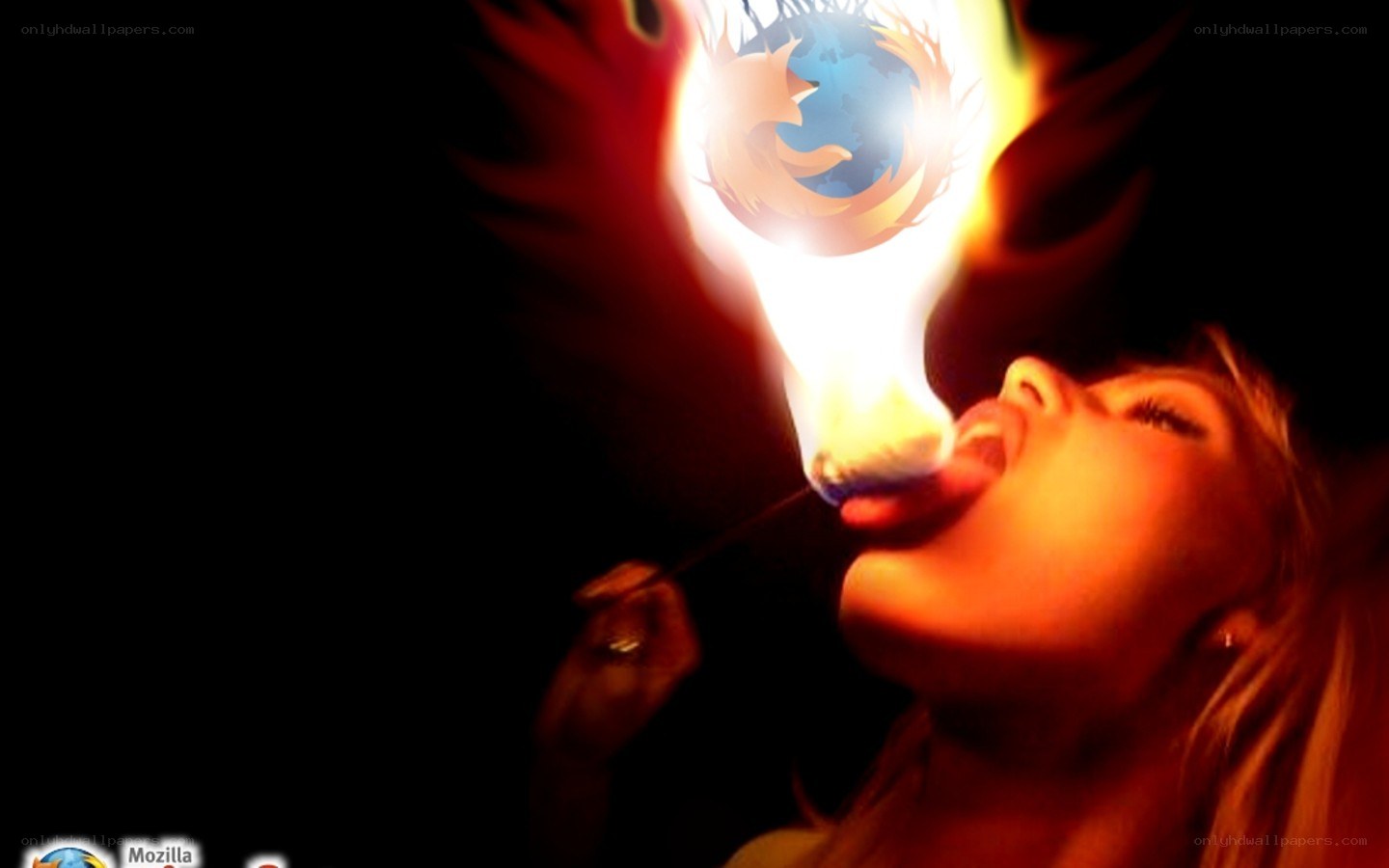 woman with firefox logo flame