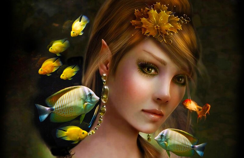 Woman with Fish — Brown