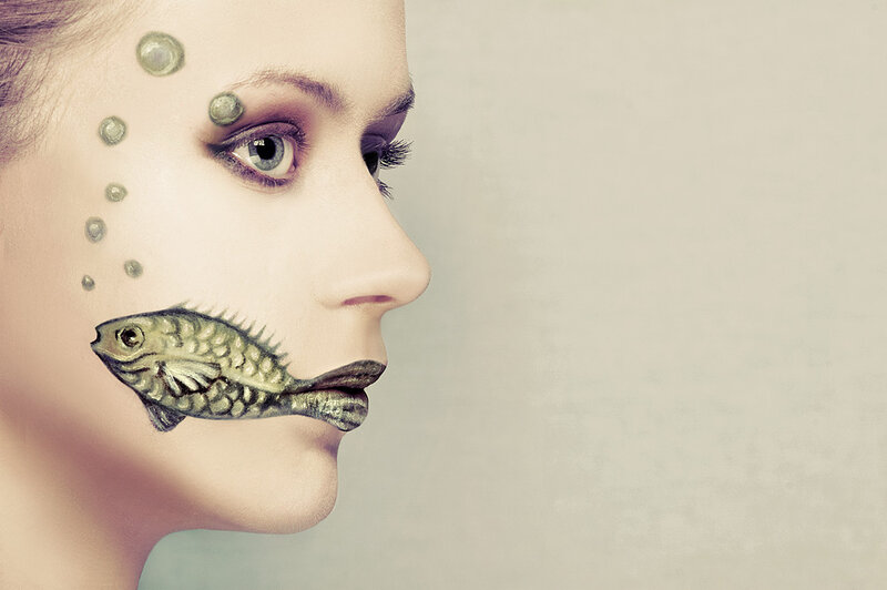 woman with fish makeup