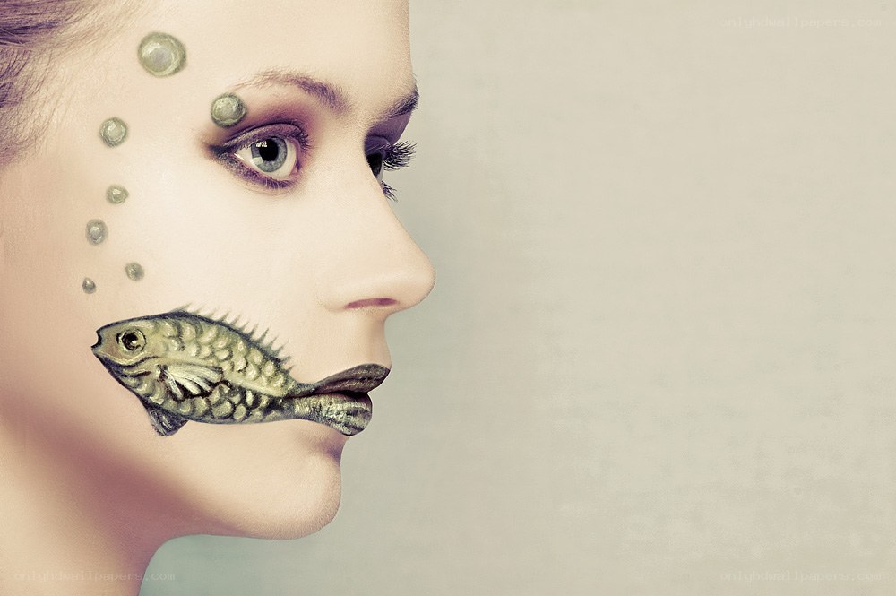 woman with fish makeup