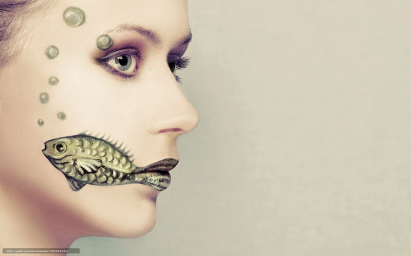 woman with fish makeup