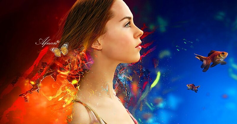 Woman with Fish — Red