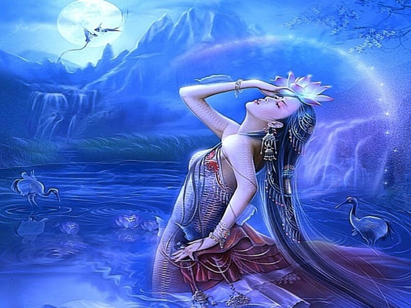 Woman with Fish Tail — Blue, Serene