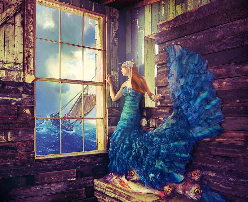 Woman with Fish Tail — Blue