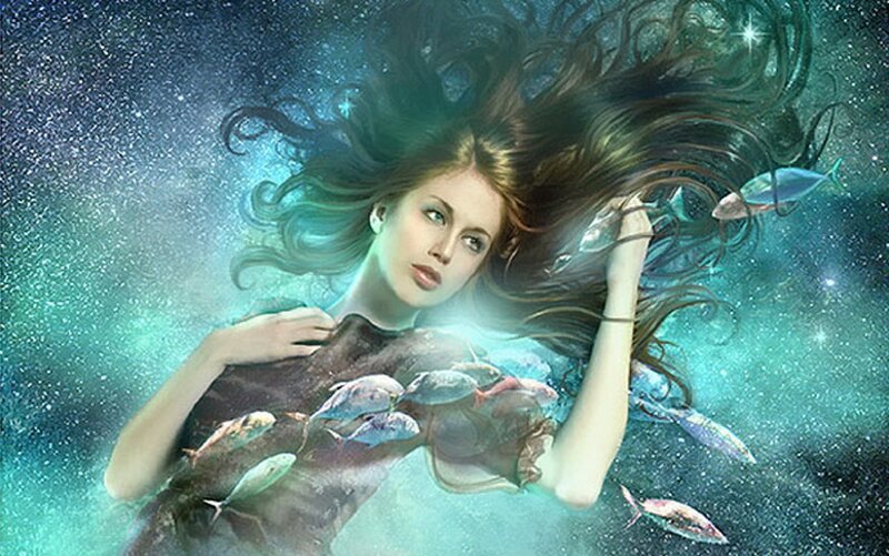 Woman with Fish — Teal