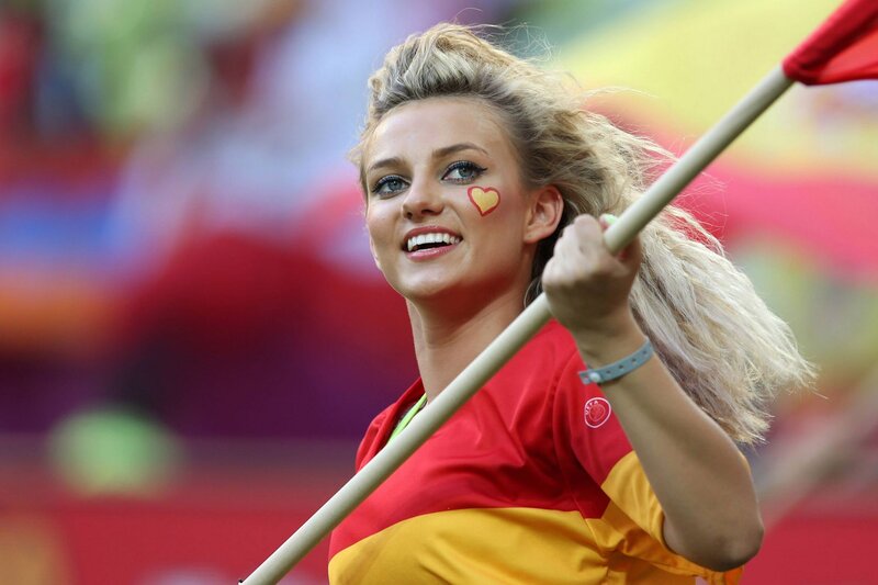 Woman with flag at event