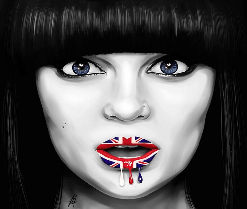 Woman with Flag Lips