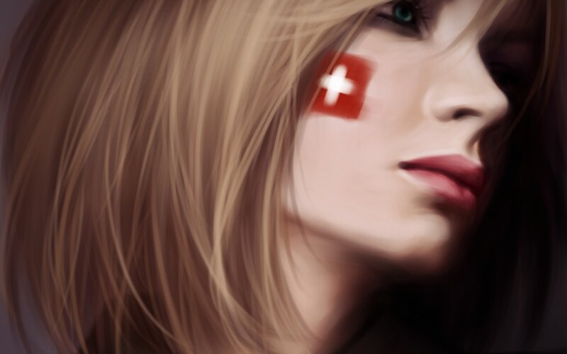 woman with flag on cheek