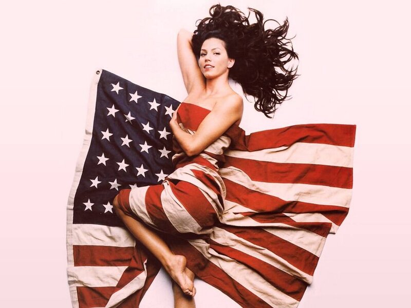 Woman with Flag — Red, Confident