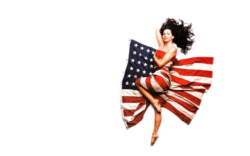 Woman with Flag — Red