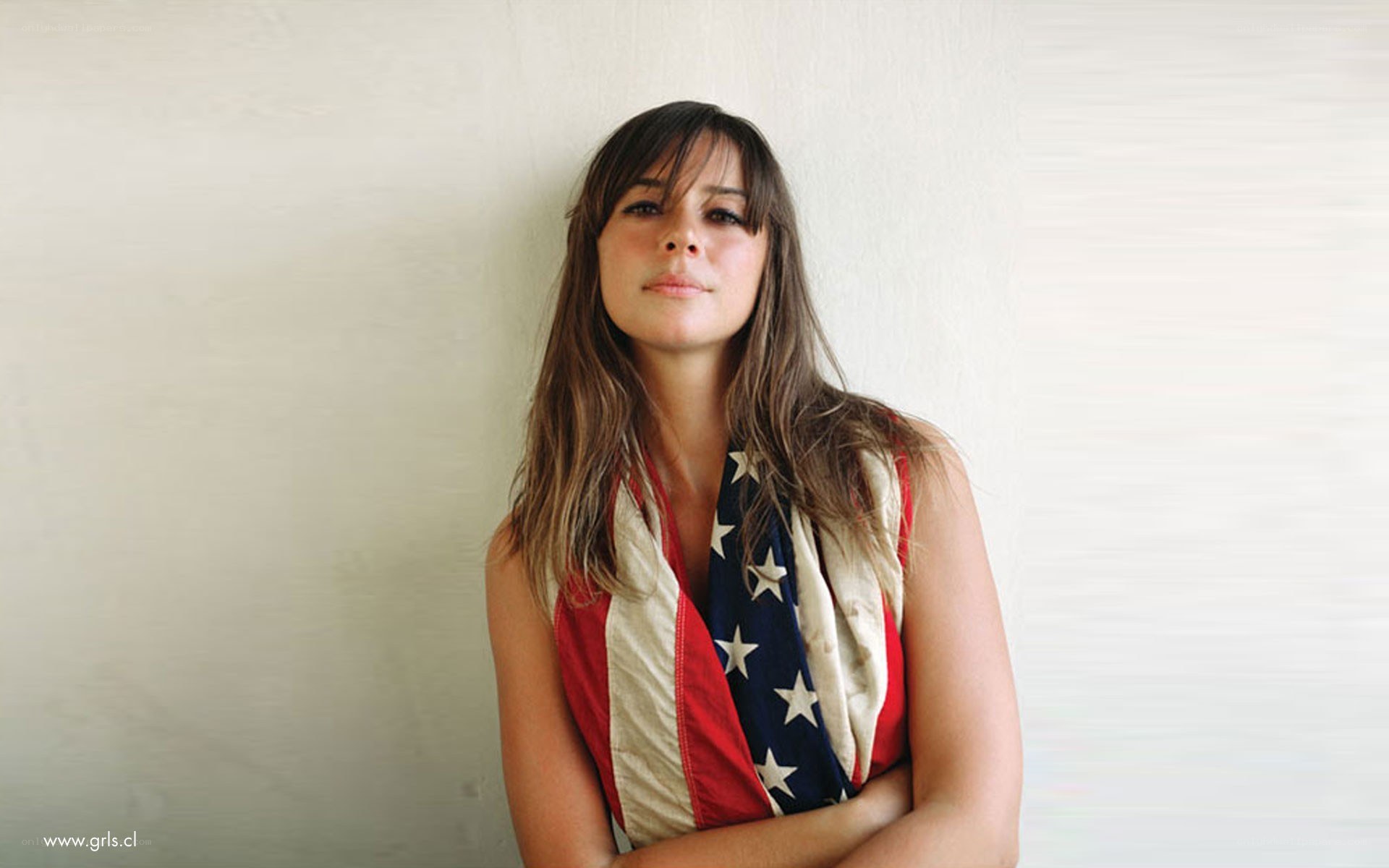 woman with flag scarf