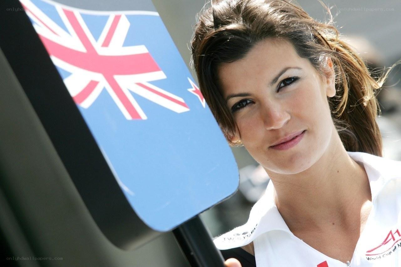 woman with flag sign