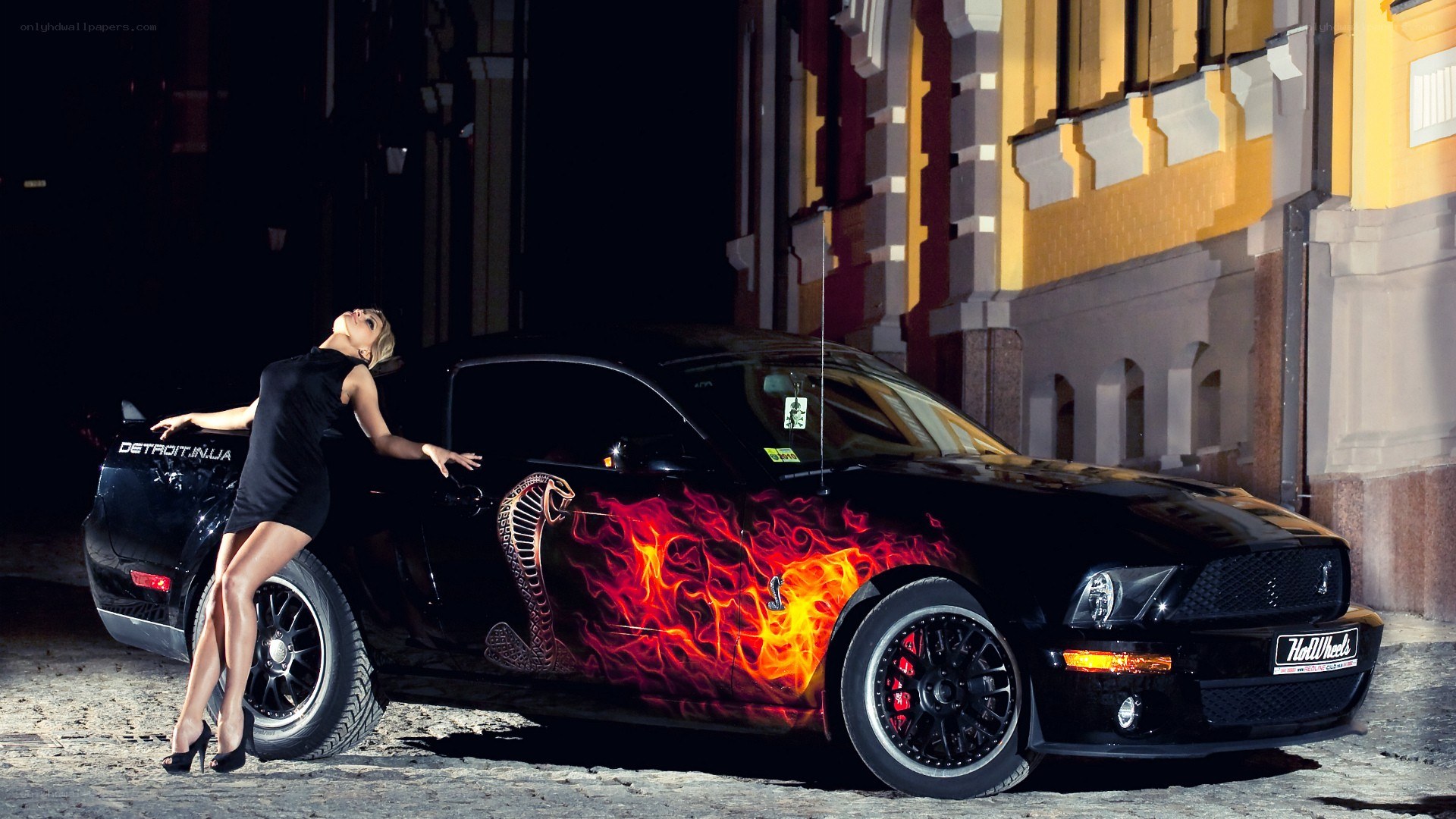 woman with flame car
