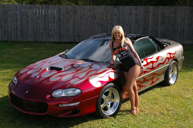 Woman with Flame Car — Red