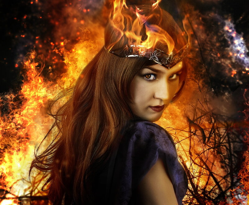 Woman with Flames — Orange