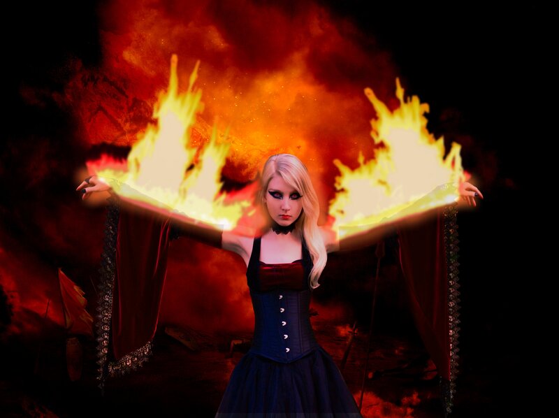 Woman with Flames — Red