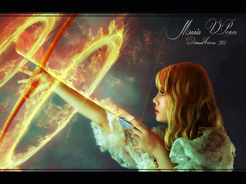 Woman with Flaming Bow — Yellow