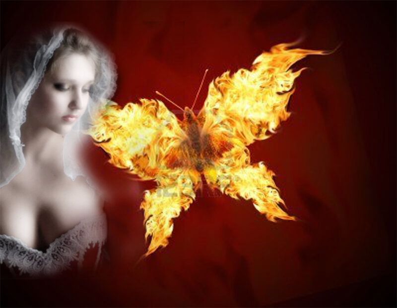 Woman with Flaming Butterfly