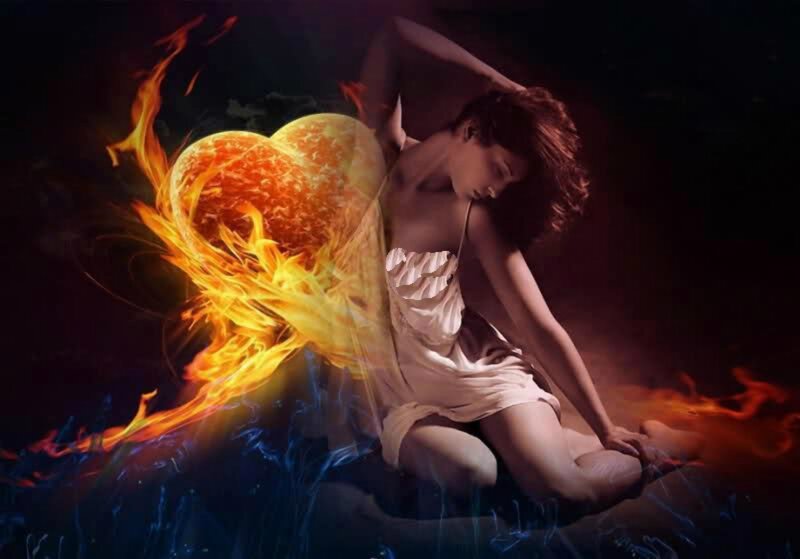 Woman with Flaming Heart — Black