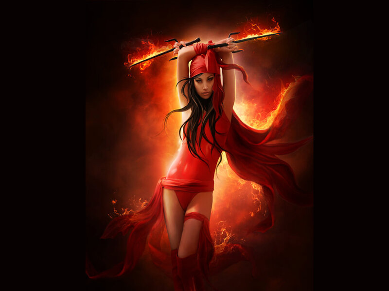 Woman with Flaming Staff