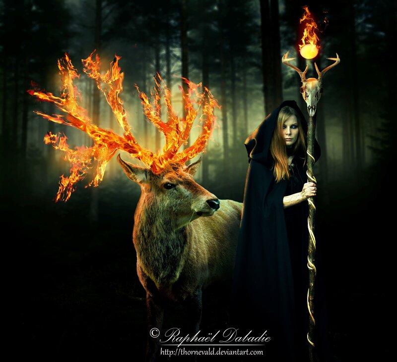 Woman with Flaming Stag