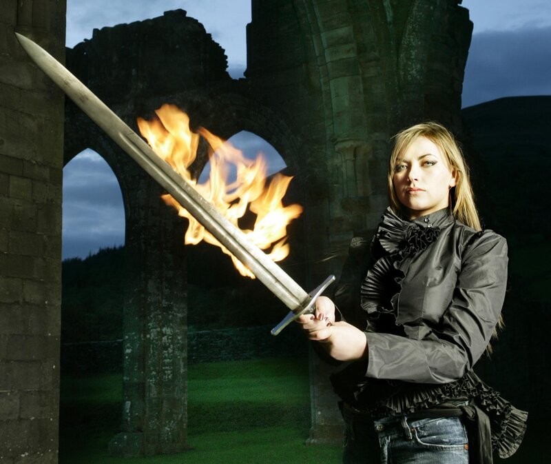 Woman with flaming sword