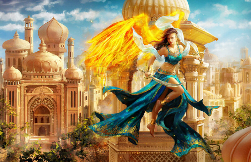 Woman with Flaming Wings — Blue
