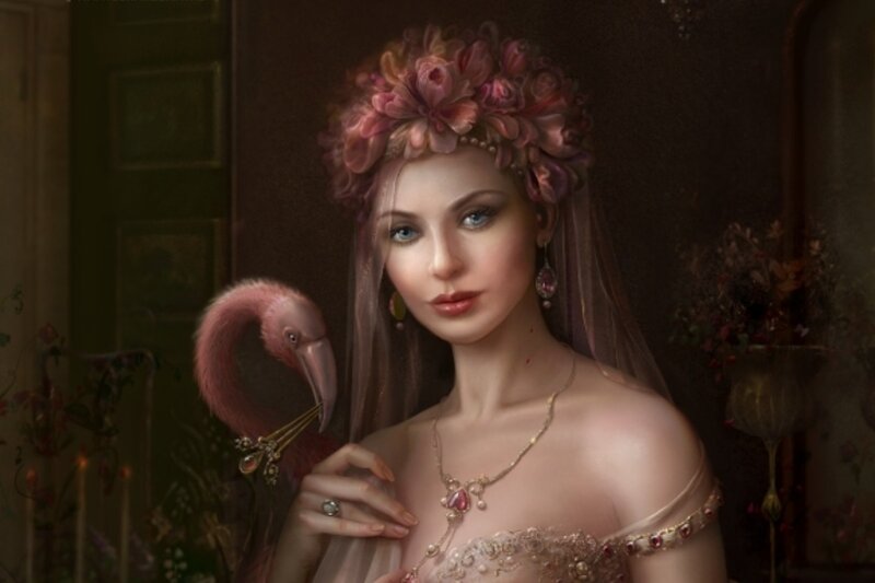 Woman with Flamingo