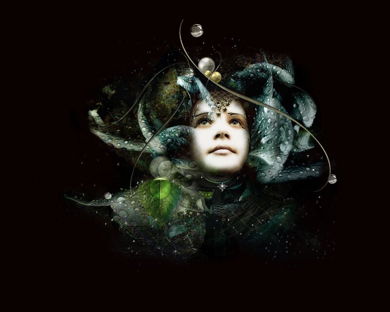 woman with floral and water elements