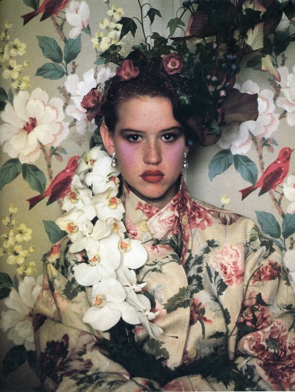 woman with floral attire