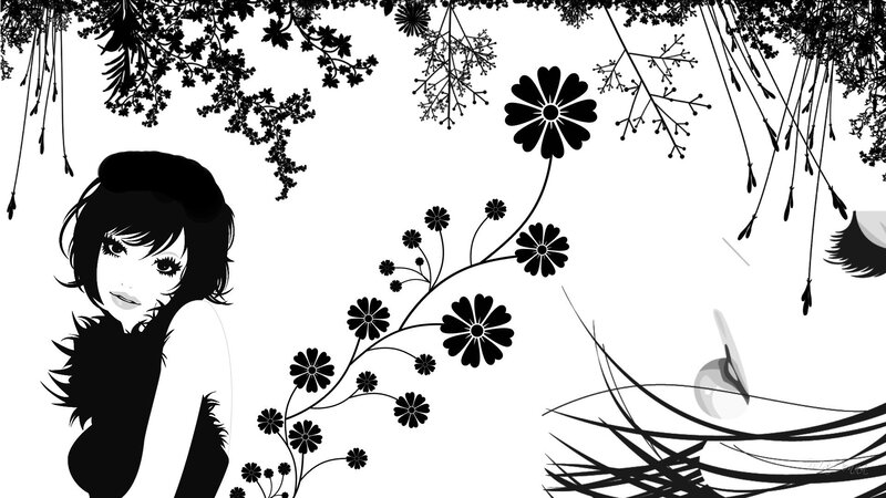 woman with floral background