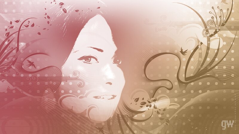woman with floral background