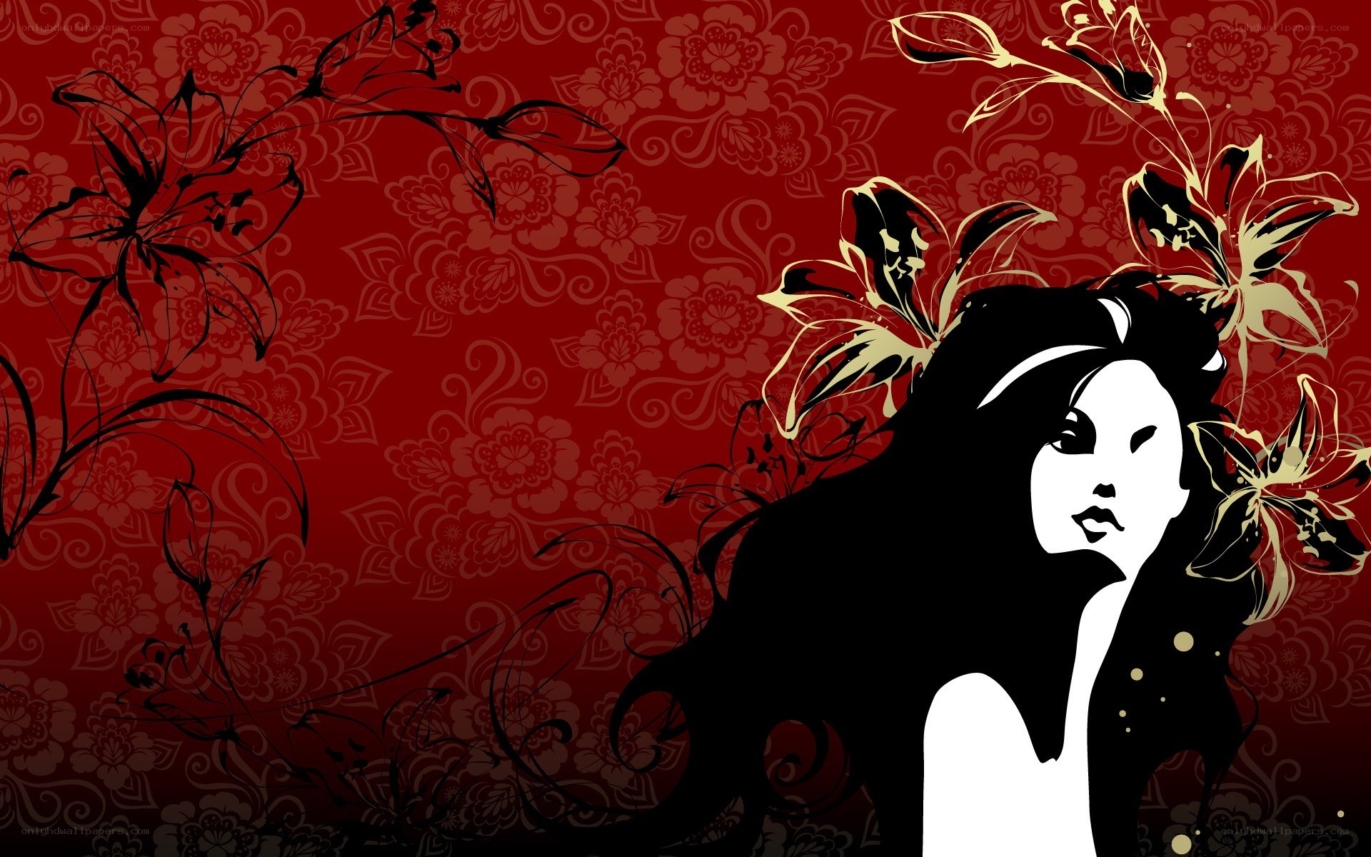 woman with floral background