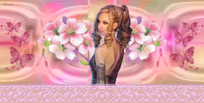 Woman with Floral Background — Pink