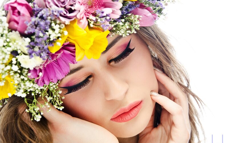 woman with floral crown