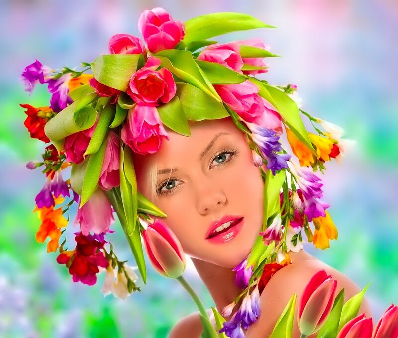 woman with floral crown