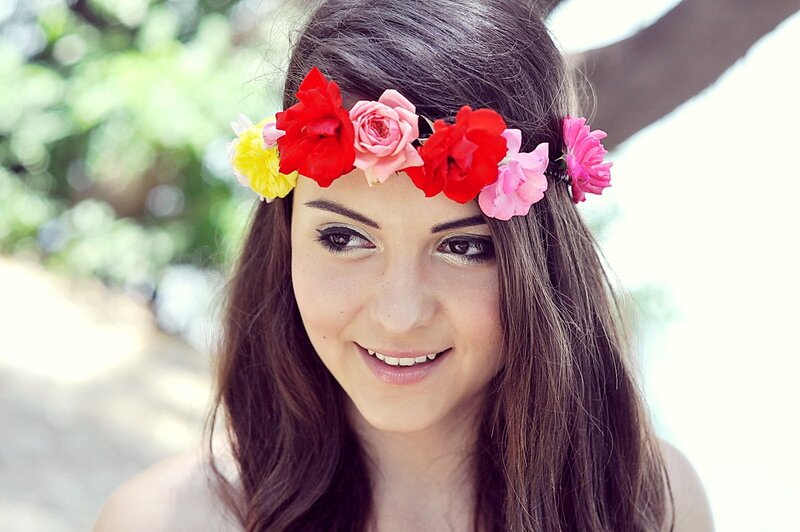 woman with floral crown