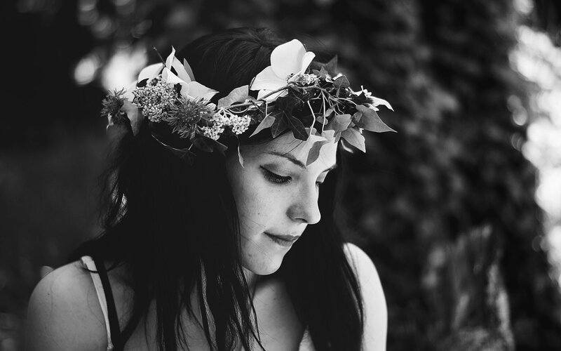 woman with floral crown