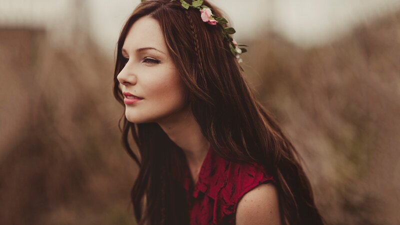 woman with floral crown