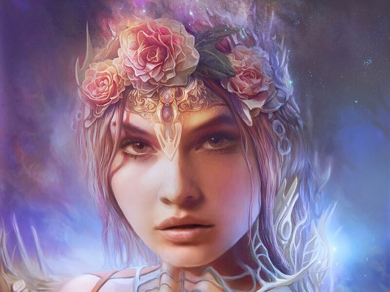 woman with floral crown