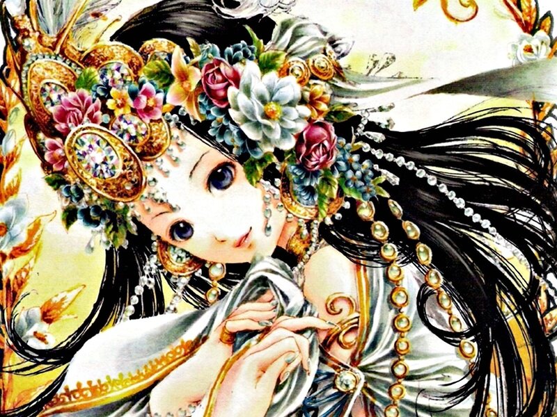 woman with floral crown