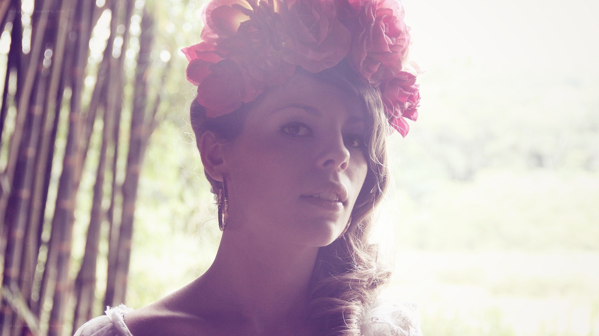 woman with floral crown
