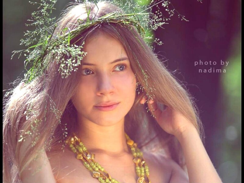 woman with floral crown