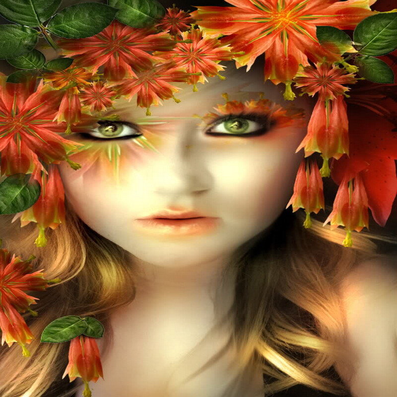 woman with floral crown